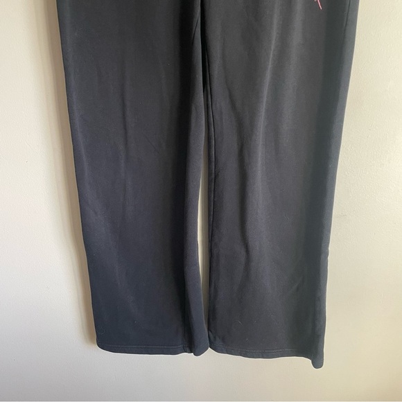 Harley Davidson Wide Leg Sweat Track Pant Pull On Black Pink Size Large - Picture 4 of 8